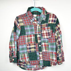 Patchwork plaid long sleeve button down shirt GAP
